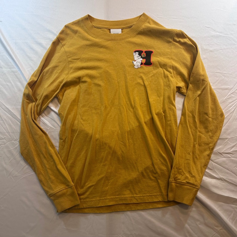 HUF Mustard Yellow Long Sleeve Graphic T-Shirt Rabbit Small